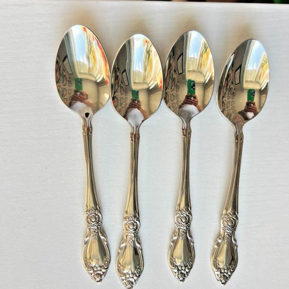 Vintage Oneida Community Plantation Betty Crocker Stainless Teaspoons 4 Piece